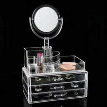 Organizador de Maquillaje, Acrilicos Organizadores para Cosméticas Transparente de Gran Capacidad, Soportes para Maquillaje Apilable con Cajones, para Skincare, Cosméticos, Perfumes y Brochas - transparente - Ver 7