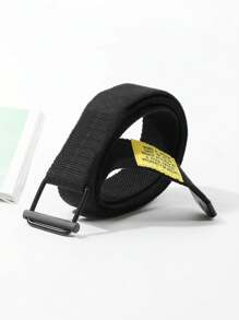 1只男士時尚純色材料酷炫腰帶,適合日常穿著 - 黑色 - 查看 3