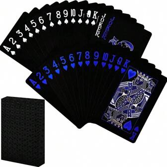 Black Playing Poker Cards Waterproof PVC Playing Cards With Box For Party, Game , Magic Trick,Playing Cards,Games,Cards,Playing Cards>Pvc,Player Cards,Matching Card Game