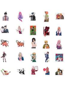 TOEI ANIMATION 50 piezas de pegatinas de vinilo con licencia oficial, paquete de productos de anime para fanáticos, pegatinas de Chainsawman para botella de agua, vinilos impermeables para teléfono portátil, casco, monopatín, álbumes de recortes, parachoques, regalos para mamá, papá, gran madre, padre, profesor, hermana, hermano, amigo, regalos divertidos para el día de San Valentín, Denji Makima Power Aki Hayakawa Hirokazu Arai Kishibe Himeno Kobeni Higashiyama - Multicolor - Ver 6