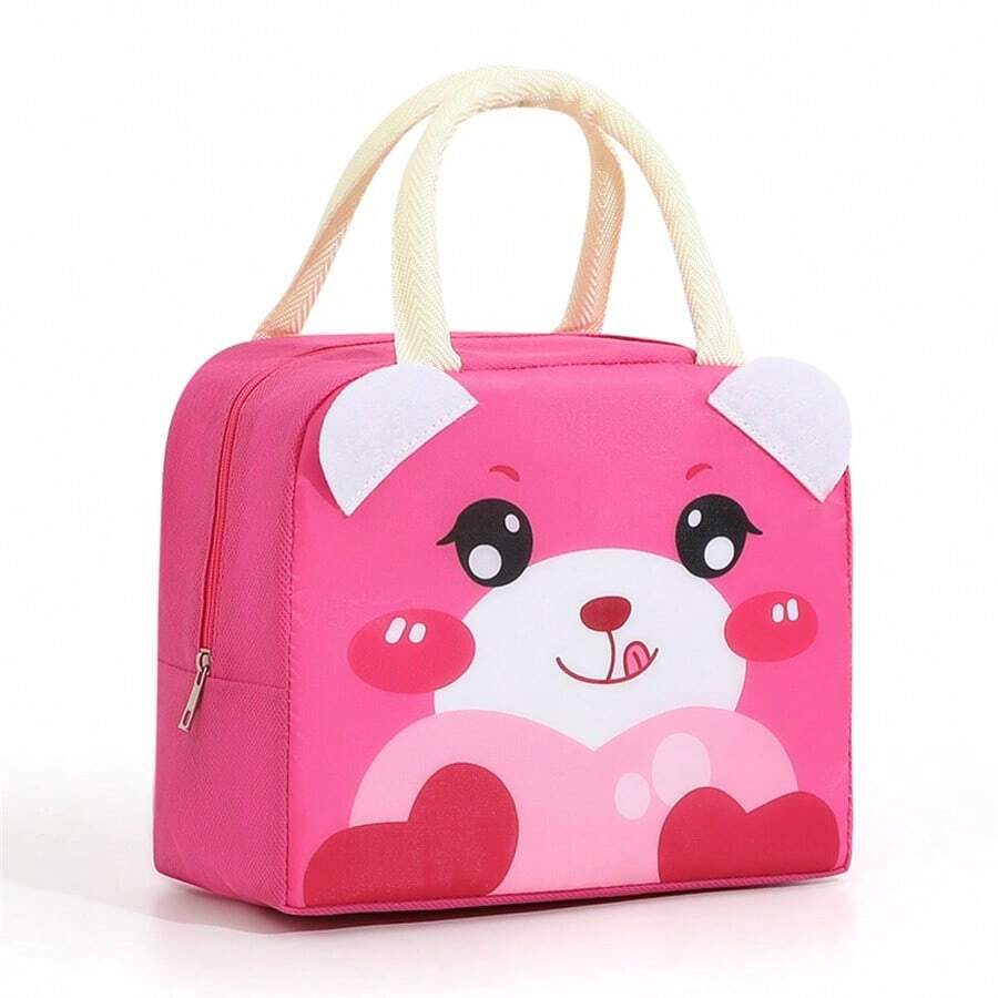 1pc Lunch Bag - Portable, Fashionable, Convenient Storage Solution, Suitable For School, Work And Travel - Hot Pink - View 1