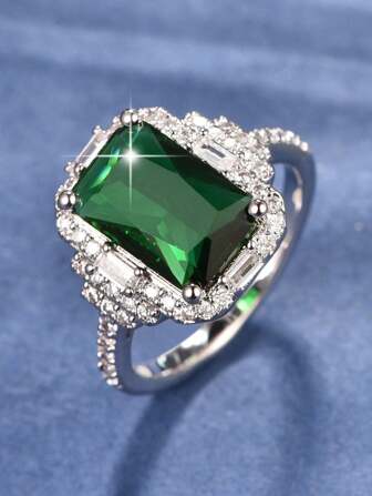 1入s925純銀綠寶石婚戒,節日/生日送禮給祖母的完美禮物,6克拉
