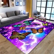 1pc Colorful Butterfly Plush Carpet: Soft, Thick, Very Suitable For Living Room, Bedroom, Game Room, Etc! ,Room Decor - Colorful Butterfly - View 11