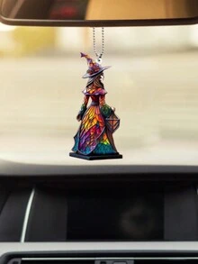 1入組流行和可愛的亞克力平面汽車掛飾,聖誕樹掛飾,家居裝飾,鑰匙扣,節日禮物 - 彩色 - 查看 1