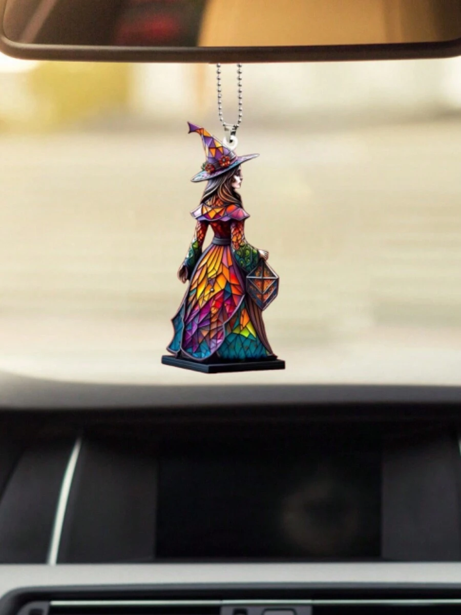 1入組流行和可愛的亞克力平面汽車掛飾,聖誕樹掛飾,家居裝飾,鑰匙扣,節日禮物 - 彩色 - 查看 1