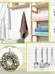 15入組高強度透明自黏掛鉤,適用於鑰匙,浴室,淋浴,室外,門,自粘式防水掛鉤,耐用且功能多樣的掛鉤,適用於壁掛使用,進口居家收納組織用品,可節省走廊,衣櫥,衣櫃空間 - 白色 - 查看 3