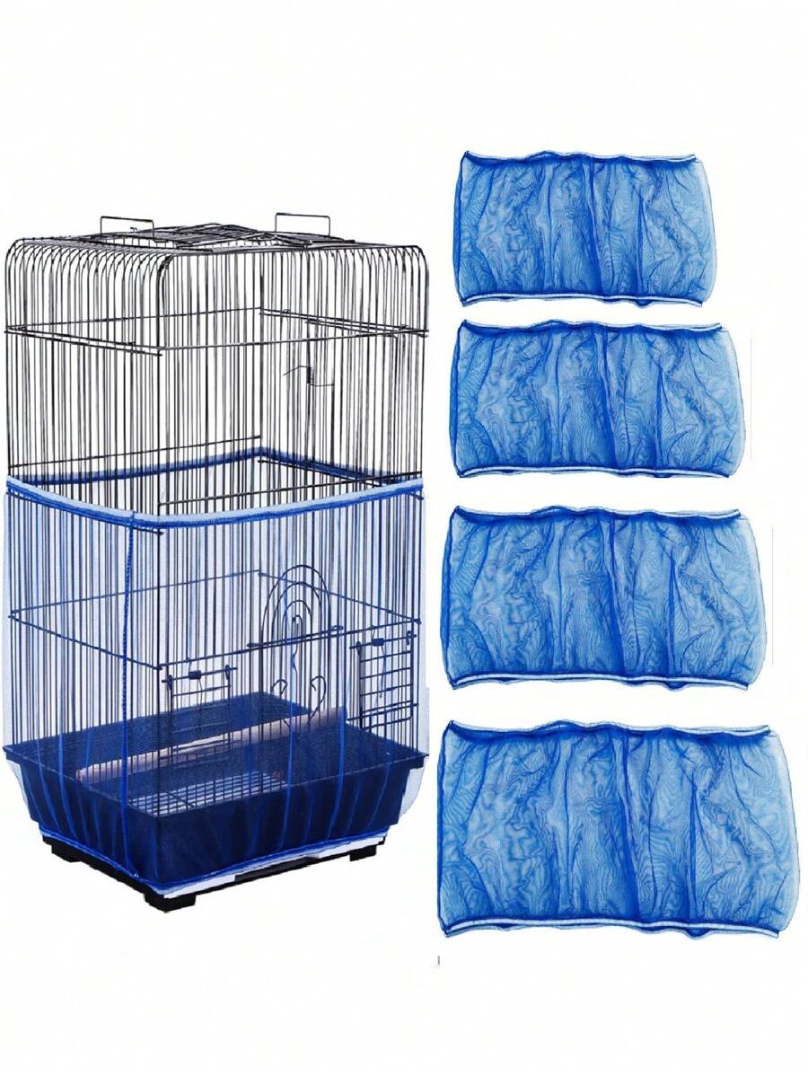 1 pieza Cubierta de jaula de pájaros tejida en malla densa con borde elástico de color aleatorio, antiesparcimiento, adecuada para pájaros en todas las estaciones