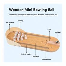 桌上迷你保齡球遊戲套裝,有趣的白象禮物,木製迷你保齡球套裝適用於家庭辦公桌玩具,減壓小玩具,滿足男女青少年和同事的趣味禮物 - 薑色 - 查看 7