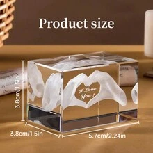 Crystal Heart-Shaped Hand Square Sculpture, Modern Gesture Decorative Statue Romantic Love Finger Statue, Home Square Than Heart-Shaped Decorative Statue Suitable For Wedding Room, Bedroom, Office Desktop - Multicolor - View 2