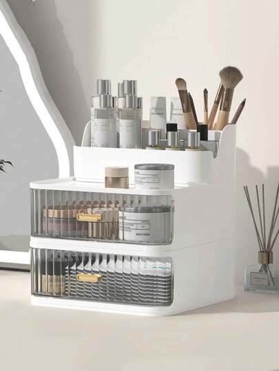 1/2/3/4 Layers Cosmetics Storage Box Large-Capacity Transparent Desktop Makeup Organizer For Skincare Lipstick Necklace Earrings Dustproof Tabletop Washtop Drawer