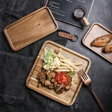 1個實木托盤, 矩形木托盤,日式茶盤、點心與零食托盤、晾茶托盤、早餐托盤,適合早餐和下午茶,也適合用作餐廳內家庭餐桌的整理工具 - 黃色 - 查看 4