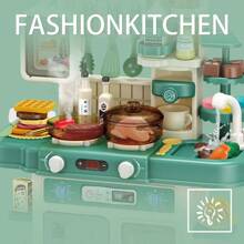 兒童假裝玩具廚房烹飪套裝,大尺寸,男女適用,配置烹飪器具和配件,奢華嬰兒禮物 - 綠色 - 查看 6