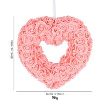 Valentine'S Day Heart Shaped Flower Wreath For Door, Wedding, Proposal, Party Decoration - Multicolor - View 3