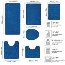1入組柔軟海綿石紋吸水防滑浴室地墊組,適用於浴室或廁所,易於清潔,吸水防滑 - 寶藍色 - 查看 3