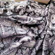 1條女士復古黑色印花絲巾90x90cm正方形戶外頭帶/頭巾 - 黑色 - 查看 4