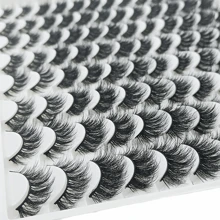 48對毛絨假貂毛睫毛自然蓬鬆厚重雜亂妝容延伸,適用於派對舞台節日眼妝,打造完美妝容 - 自然纖長款 - 查看 3