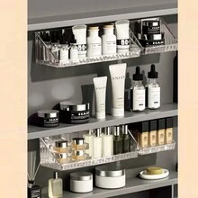 1入浴室鏡子櫥櫃收納盒,牆掛式化妝品組織架,適用於化妝檯,隱形眼鏡,卸妝棉 - 透明小明 - 查看 3