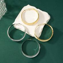 1套；2對歐美時尚誇張優雅的環形耳環，極簡主義，輕奢，適合女士日常穿著。 - 金色加銀色套裝 - 查看 4