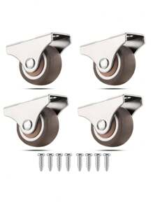 Mini Cố định Bánh xe  Bánh xe 1 Inch Im lặng Trái bóng Ổ đỡ trục Nhỏ bé Bánh xe Bánh xe , Kim loại Áo TPE Cao su Thấp Bánh xe  Bánh xe Đối với Đồ nội thất Cán Tủ Giường Ngăn kéo Với ốc vít - Cà phê nâu - Xem 2