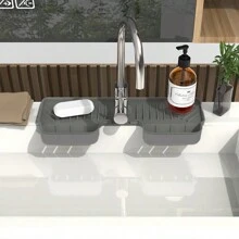 1入摺疊矽膠排水墊,防濺水墊,廚房/浴室水槽龍頭衛生過濾器 - 灰色 - 查看 2
