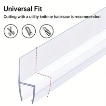 1/2件透明淋浴門邊緣密封條,適用於無框玻璃淋浴門,防撞防水 - 白色 - 查看 5