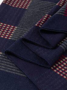 1條男款高級仿喀什米爾毛紋紋結巴掌圍巾,溫暖時尚,適合與外套一起戶外使用 - 彩色 - 查看 3