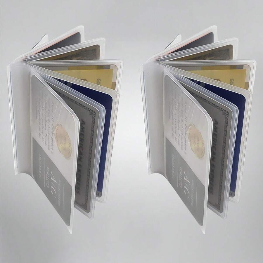 2 件塑料替换内衬适用于双折或三折钱包 6 个卡槽 ID 夹 卡夹 卡片夹 钱包 名片夹 信用卡夹 照片卡夹 女士 男士 卡片钱包