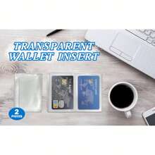 2 件塑料替换内衬适用于双折或三折钱包 6 个卡槽 ID 夹 卡夹 卡片夹 钱包 名片夹 信用卡夹 照片卡夹 女士 男士 卡片钱包