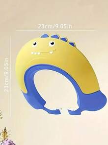 洗头帽洗发沐浴保护帽可调节洗发帽带护耳软帽帽子浴帽洗发帽防护帽沐浴配件洗发护耳帽婴儿软橡胶防水洗发帽儿童洗头神器 - 恐龍款黃 - 查看 2