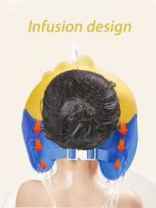 洗头帽洗发沐浴保护帽可调节洗发帽带护耳软帽帽子浴帽洗发帽防护帽沐浴配件洗发护耳帽婴儿软橡胶防水洗发帽儿童洗头神器 - 恐龍款黃 - 查看 3