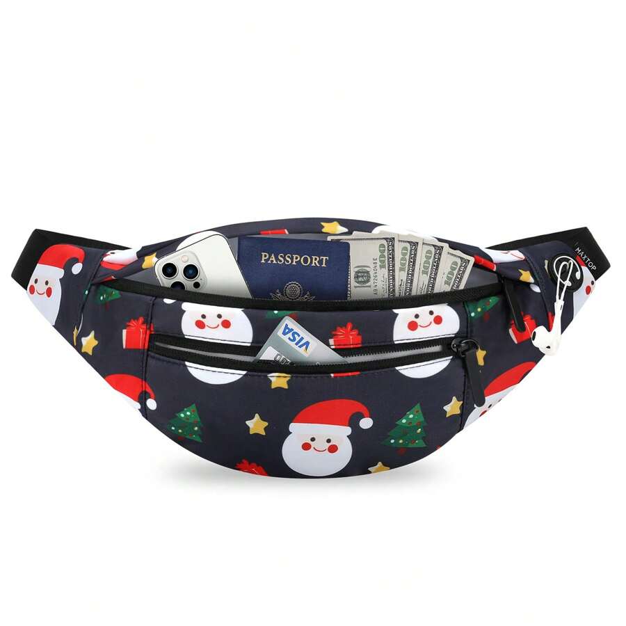 MAXTOP Large Crossbody Fanny Pack With 4-Zipper Pockets,Gifts For Enjoy Sports Festival Workout Traveling Running Casual Hands-Free Wallets Waist Pack Phone Bag Fits All Phones - Blue - View 1