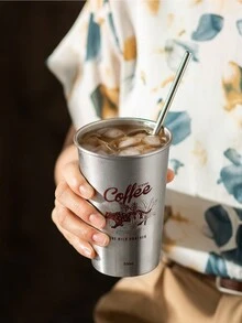 17oz/500ml Thép không gỉ Cốc Với Nắp Cốc cà phê Bằng chứng tràn Với Nắp Rơm rạ Cốc Đối với Giữ Nước đá Cà phê Bia Nước ép Cola Nhà  Ngoài trời Dã ngoại Mang Cốc tròn có quai 1 Miếng - Nhiều màu - Xem 5