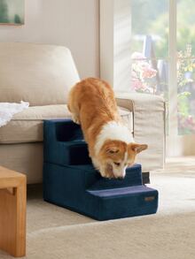 Lesure Dog Stairs For Small Dogs - Pet Stairs For Beds And Couch, Folding Pet Steps With CertiPUR-US Certified Foam For Cat And Doggy, Non-Slip Bottom Dog Steps - Navy Blue - 查看 3
