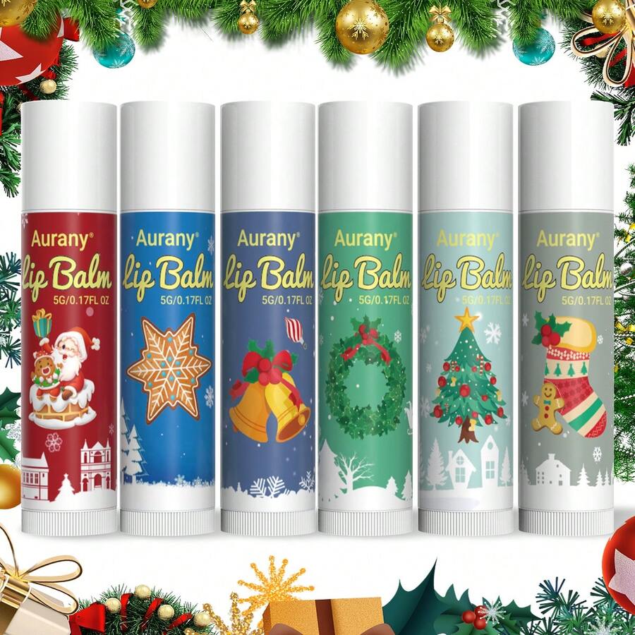 AURANY Giáng sinh Son dưỡng môi Bộ dụng cụ , A Món Quà Cho Giáng Sinh Và , Lâu dài Đàn hồi , Phòng chống Khô Và Nứt , Thích hợp Dành Cho Nam Và Nữ Hằng ngày Môi - trắng - Xem 1