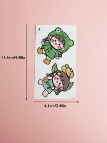 1 Set De Pegatinas De Diamantes De Imitación Adorable De Chica Rana De Dibujos Animados Para Manualidades, Botellas De Agua, Artículos De Papelería, Cuadernos, Decoraciones De Computadoras - Multicolor - Ver 11
