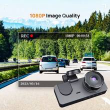 1pc,Dash Cam Front And Rear And Inside, 3-Lens Dash Camera For Cars, 1080P FHD DVR Car Dashboard Camera With Loop Recording,Car Camera,2 Inch Display,Not Included SD Card