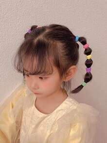 100 件嬰兒髮帶,無損壞幼兒女孩髮帶,小號彈性辮子髮飾 - 彩色 - 查看 8