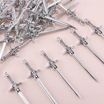 16pcs/10pcs Mix Styles Alloy Antique Imitation Knight Sword Knife Gun Bow Creative Charms Pendent For Jewelry Making DIY Handmade Weapons Pendant Antique Metal Knife Pendants Jewelry Making DIY Craft