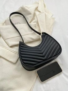 简约纯色百搭单肩包适合日常搭配 - 黑色 - 查看 6