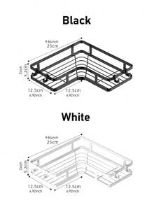 1/2入組浴室角落架,三角形淋浴置物架,可掛於浴室、廚房、廁所等牆上,無需鑽孔安裝 - 黑色 - 查看 10