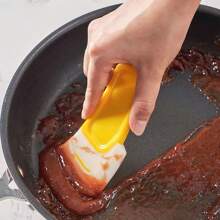 1pc Japanese Style High Temperature Resistant Silicone Scraper For Cleaning Pot, Bowl, Plate And Non-Stick Pan, Kitchen Tool - Yellow - View 1