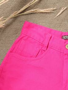 Women Denim Shorts - 粉色 - 查看 3