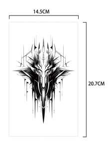 1入機械標記紋身貼紙,防水耐久,男士臂上風格機械化 - 黑色 - 查看 5