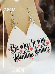 1 對情人節 Gretel 閃閃發光亮片耳環可愛愛人節快樂雙面印花女式耳環 - 皮革耳環 - 查看 10