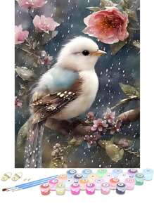 1 Set Paint By Number Kits Bird Flower For Adults,Paint By Numbers Kit For Adults,  Home Wall Decor (15.7 * 19.7 Inch) Without Frameless - Bird In Snow - View 1