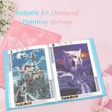 2pcs A3 Diamond Painting Storage Book, 60 Pages Artwork Portfolio, Big Size Art Folder For 12x16 Inch Diamond Painting(Pink + Blue) - Blue+Pink - View 7