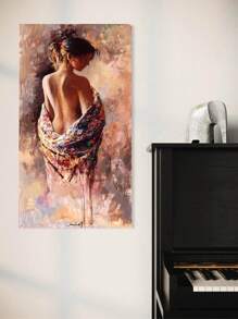 1 件半裸女孩牆海報藝術彩色油畫海報抽象家居裝飾畫客廳、臥室、辦公室牆壁裝飾房間美學創意禮物牆藝術帆布畫無框帆布畫 - 粉色 - 查看 6