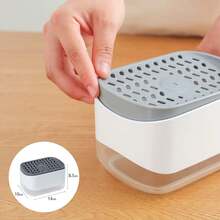 Dispensador de Jabon para Trastes con esponja resistente duradero Jabonera para cocina Baño y fregadero - Blanco - Ver 4