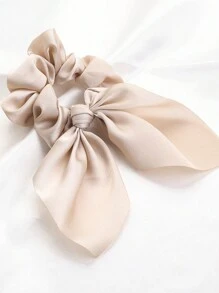 1 女士纯色飘带发带流苏苏打结发圈简约纯色兔耳发带缎面女士头饰适合日常搭配 - 彩色 - 查看 3