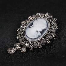 新款復古美女頭設計胸針維多利亞女王徽章別針配件 - 銀色 - 查看 4